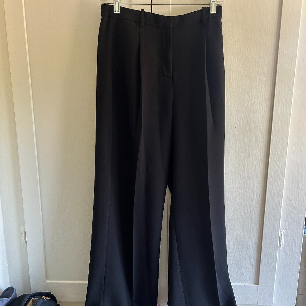Used J.Crew Black Essential Wide Leg Pant in City Crepe (2)